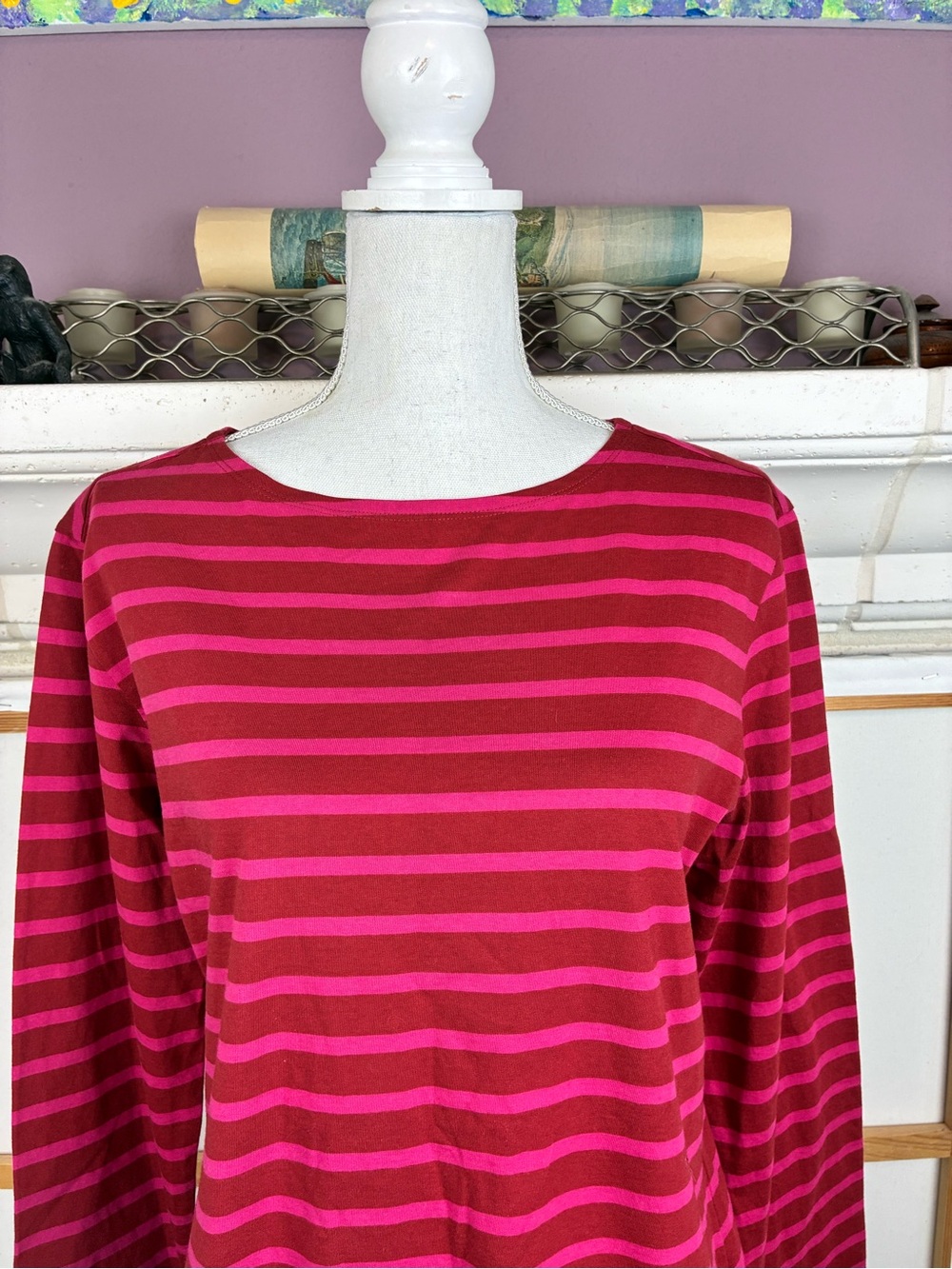 SeaSalt Cornwall the Sailor Shirt Striped Long-Sleeve Top - Pink and Red - Picture 5 of 7